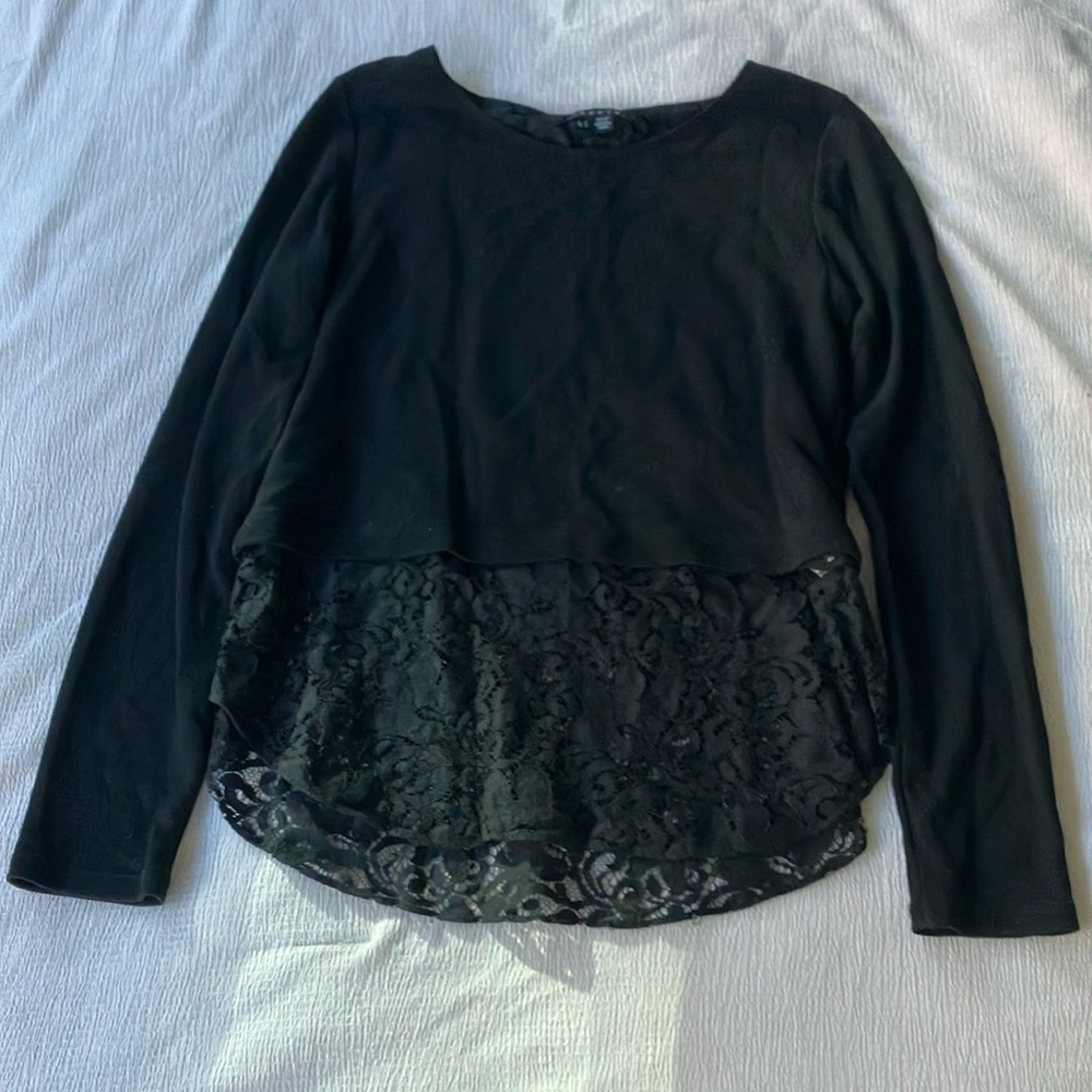 Theory Black Lace Long Sleeve Shirt- Size Small - Picture 5 of 11